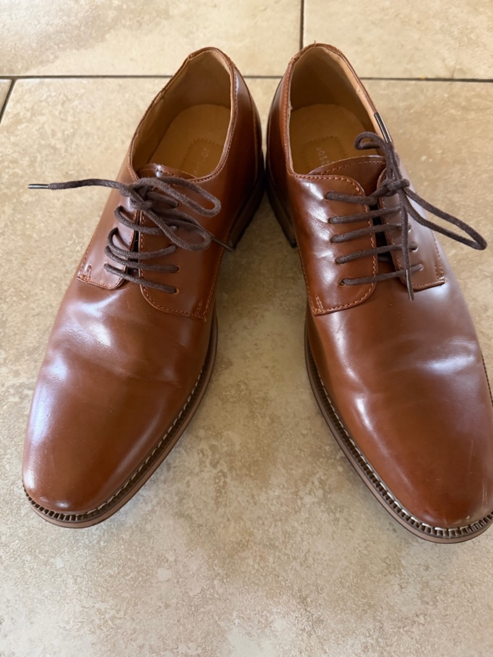 Joseph Abboud Men's Tan Leather Derby Oxfords